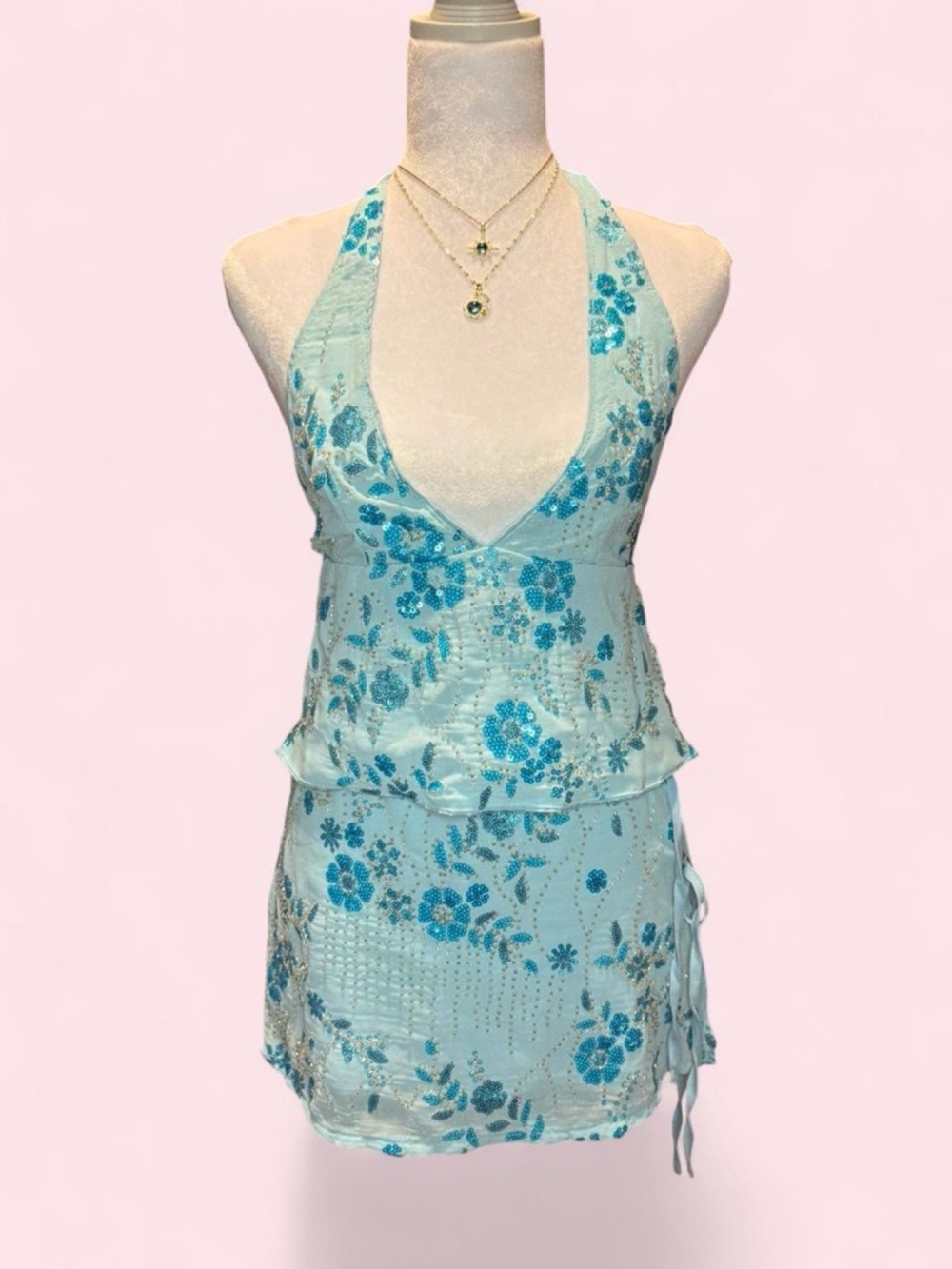 Floral Halter Sequin Cami